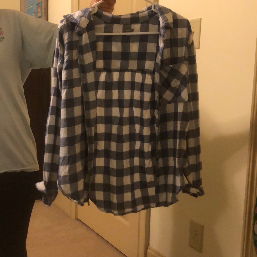 blue and white checkered flannel